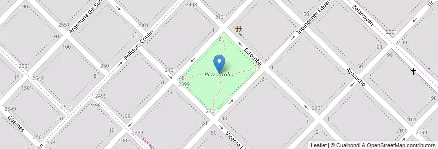 Mapa de ubicacion de Plaza Italia en 阿根廷, 布宜诺斯艾利斯省, Partido De Bahía Blanca, Bahía Blanca.