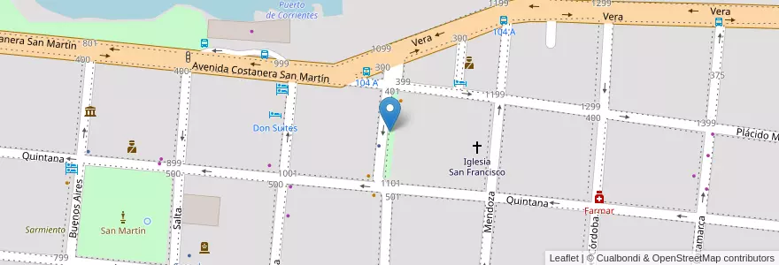 Mapa de ubicacion de Plaza Italia en Arjantin, Corrientes, Departamento Capital, Corrientes.