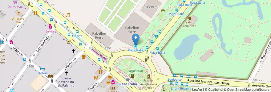 Cómo llegar a Plaza Italia, Palermo (alquiler de bicicletas) en Argentina,  Ciudad Autónoma De Buenos Aires, Buenos Aires, Comuna 14 - Cualbondi