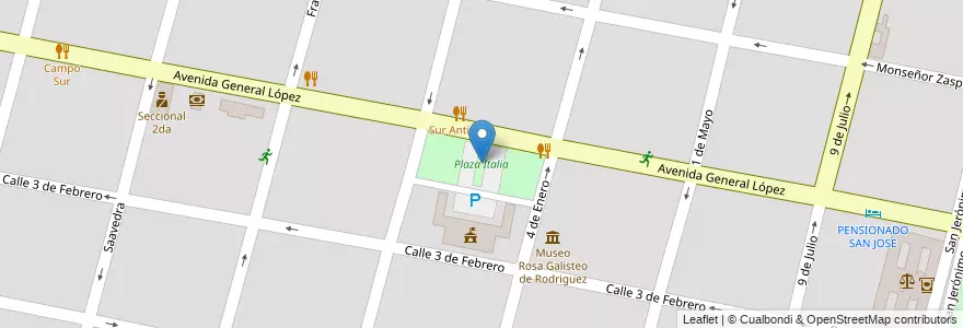 Mapa de ubicacion de Plaza Italia en 阿根廷, Santa Fe, Departamento La Capital, Santa Fe Capital, Santa Fe.