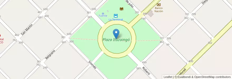 Mapa de ubicacion de Plaza Ituzaingó en آرژانتین, سانتافه, Departamento General López, Municipio De Teodelina.