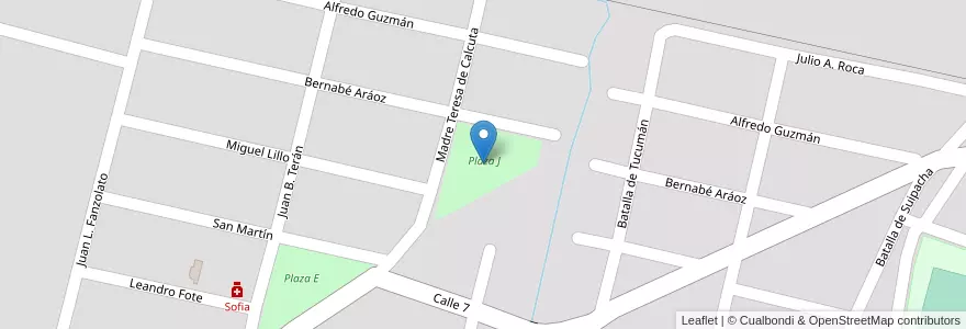 Mapa de ubicacion de Plaza J en Argentinië, Tucumán, San Miguel De Tucumán, Departamento Yerba Buena, Yerba Buena.