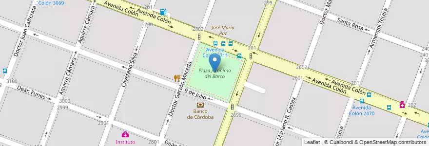 Mapa de ubicacion de Plaza Jerónimo del Barco en Argentina, Córdoba, Departamento Capital, Pedanía Capital, Cordoba, Municipio De Córdoba.