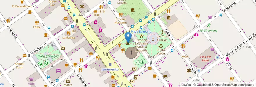 Mapa de ubicacion de Plaza Joaquín Sánchez, Belgrano en الأرجنتين, Ciudad Autónoma De Buenos Aires, Buenos Aires, Comuna 13.