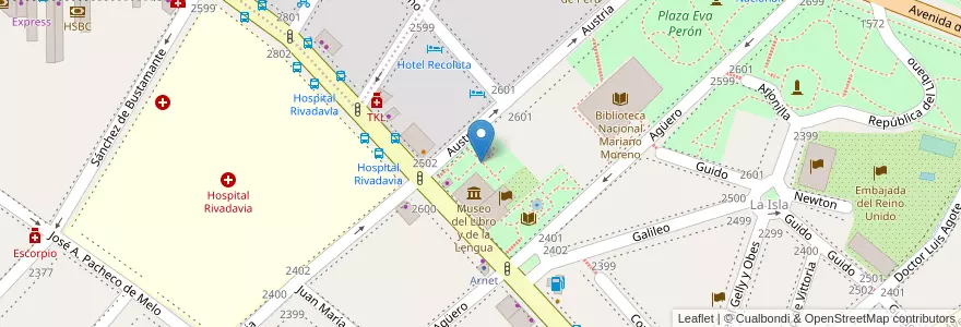 Mapa de ubicacion de Plaza Jorge L. Borges, Recoleta en 阿根廷, Ciudad Autónoma De Buenos Aires, Comuna 2, 布宜诺斯艾利斯.