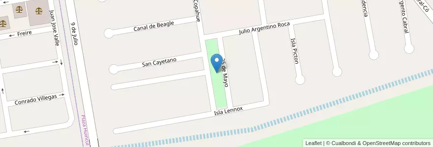 Mapa de ubicacion de Plaza Jorge Mario Bergoglio en Arjantin, Şili, Neuquén, Departamento Confluencia, Municipio De Plaza Huincul, Plaza Huincul.