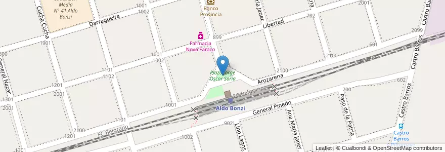 Mapa de ubicacion de Plaza Jorge Oscar Soria en الأرجنتين, بوينس آيرس, Partido De La Matanza, Aldo Bonzi.