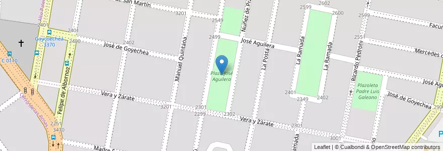 Mapa de ubicacion de Plaza José Aguilera en Argentina, Córdoba, Departamento Capital, Pedanía Capital, Córdoba, Municipio De Córdoba.