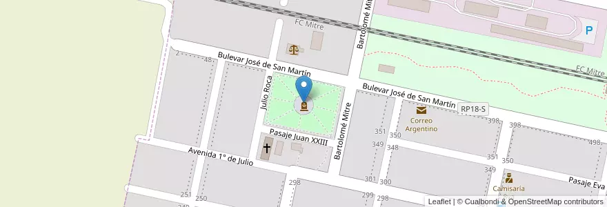Mapa de ubicacion de Plaza José de San Martín en 아르헨티나, Santa Fe, Departamento San Lorenzo, Municipio De San Jerónimo Sud, San Jerónimo Sud.