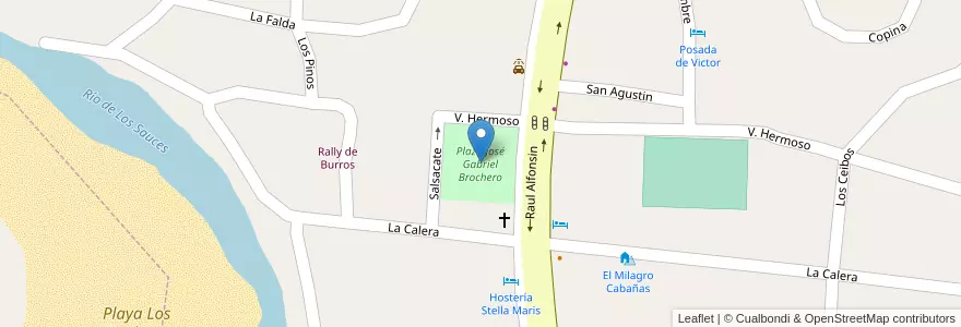 Mapa de ubicacion de Plaza José Gabriel Brochero en Аргентина, Кордова, Departamento San Alberto, Pedanía Tránsito, Mina Clavero, Municipio De Mina Clavero.