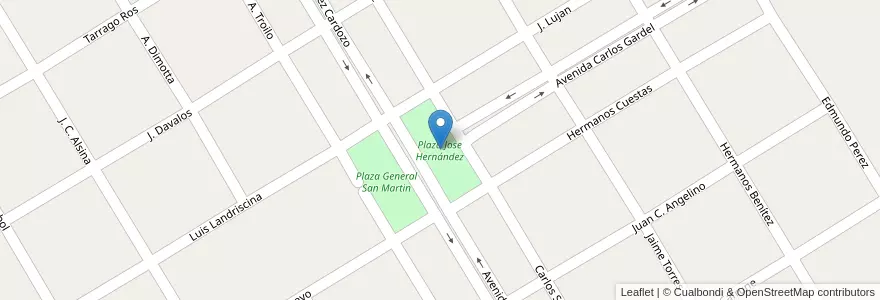 Mapa de ubicacion de Plaza Jose Hernández en Arjantin, Entre Ríos, Departamento Villaguay, Distrito Bergara.