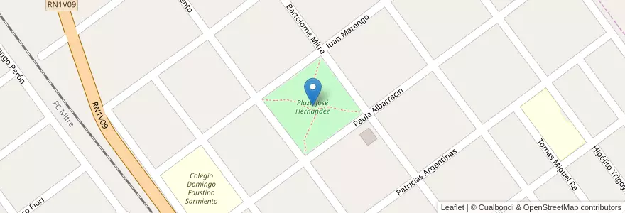 Mapa de ubicacion de Plaza José Hernandez en アルゼンチン, コルドバ州, Departamento Tercero Arriba, Pedanía Zorros, Municipio De Oliva, Oliva.