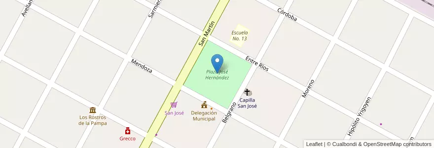 Mapa de ubicacion de Plaza José Hernández en Argentinien, Provinz Buenos Aires, Partido De San Antonio De Areco.