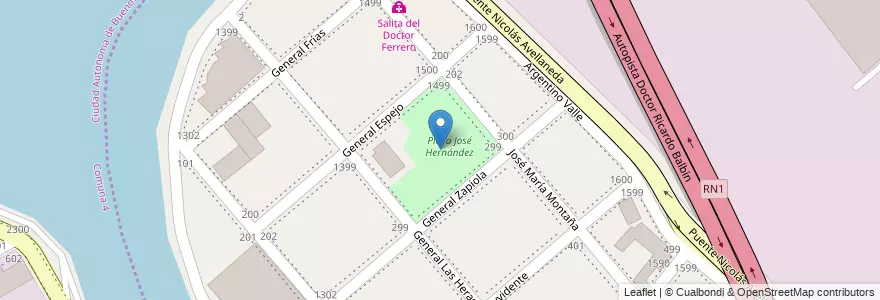 Mapa de ubicacion de Plaza José Hernández en الأرجنتين, Ciudad Autónoma De Buenos Aires, Partido De Avellaneda, Buenos Aires.