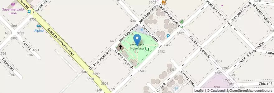 Mapa de ubicacion de Plaza José Ingenieros en Argentina, Provincia Di Buenos Aires, Partido De General San Martín, Partido De Vicente López, Vicente López.