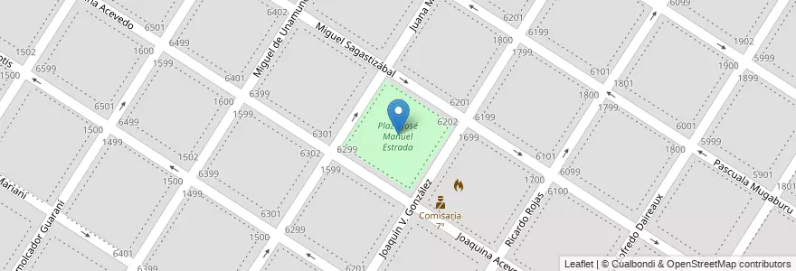 Mapa de ubicacion de Plaza José Manuel Estrada en 阿根廷, 布宜诺斯艾利斯省, Partido De General Pueyrredón, Mar Del Plata.