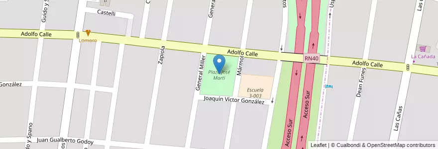Mapa de ubicacion de Plaza José Martí en アルゼンチン, チリ, メンドーサ州, Departamento Guaymallén.