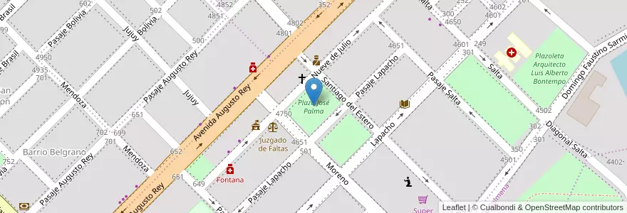 Mapa de ubicacion de Plaza José Palma en Argentinië, Chaco, Departamento San Fernando, Municipio De Fontana, Fontana.