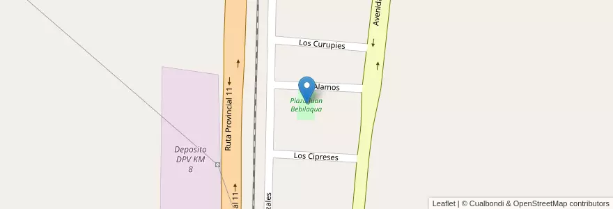 Mapa de ubicacion de Plaza Juan Bebilaqua en Arjantin, Entre Ríos, Departamento Paraná, Distrito Sauce, Oro Verde.