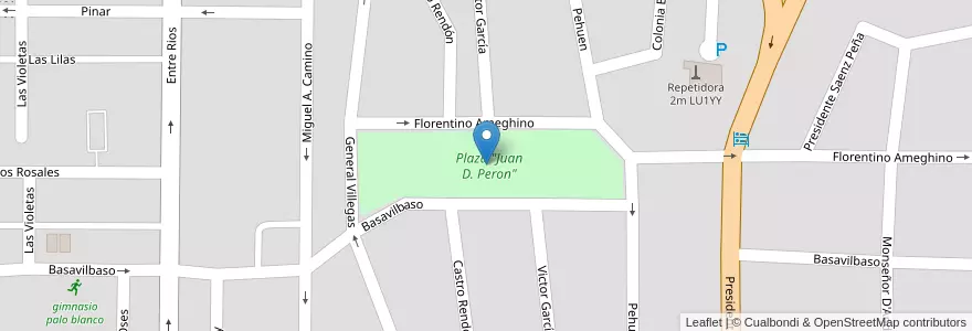 Mapa de ubicacion de Plaza "Juan D. Peron" en Argentina, Chile, Neuquén, Departamento Confluencia, Municipio De Neuquén, Neuquén.