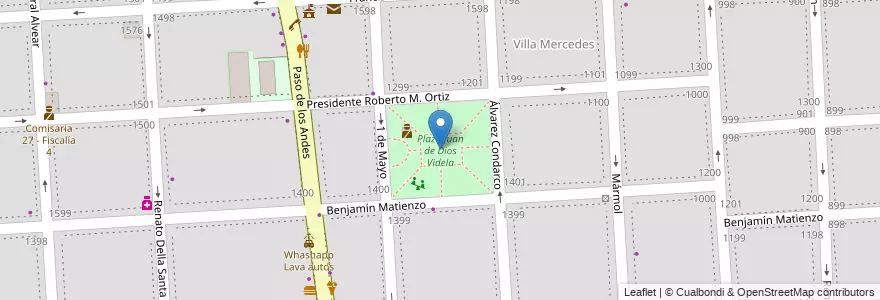 Mapa de ubicacion de Plaza Juan de Dios Videla en 阿根廷, 智利, Mendoza, Godoy Cruz, Departamento Godoy Cruz, Distrito Ciudad De Godoy Cruz.