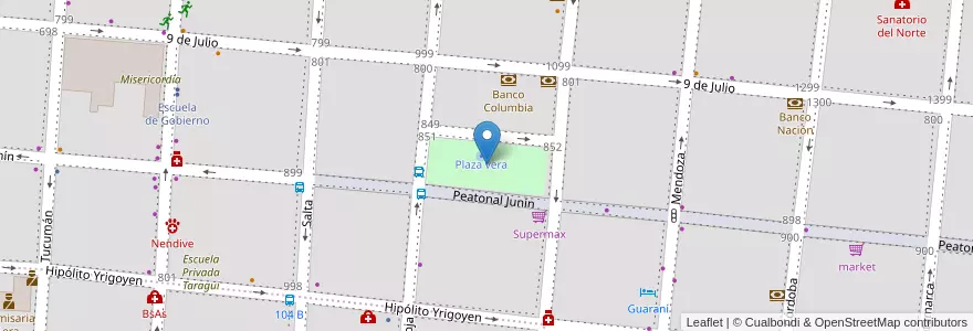 Mapa de ubicacion de Plaza Juan de Vera en Arjantin, Corrientes, Departamento Capital, Corrientes, Corrientes.