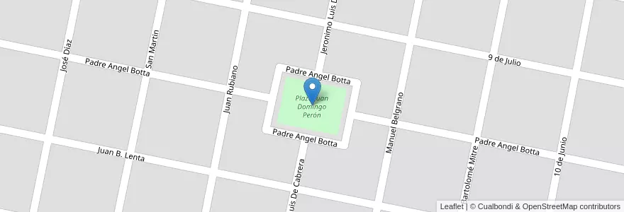 Mapa de ubicacion de Plaza Juan Domingo Perón en 아르헨티나, Córdoba, Departamento San Justo, Pedanía Juárez Celman, Municipio De El Fortín, El Fortín.