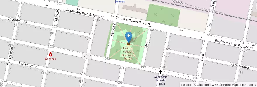 Mapa de ubicacion de Plaza Juan Domingo Perón en Аргентина, Кордова, Departamento Marcos Juárez, Pedanía Espinillos, Municipio De Marcos Juárez.