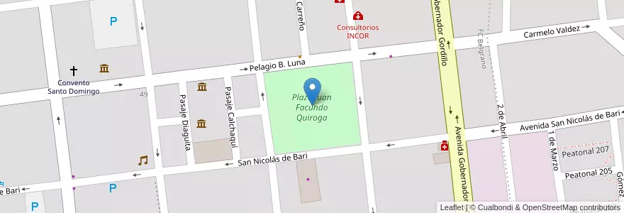 Mapa de ubicacion de Plaza Juan Facundo Quiroga en アルゼンチン, ラ・リオハ州, Departamento Capital, La Rioja.