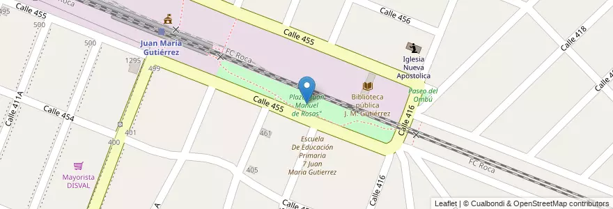 Mapa de ubicacion de Plaza "Juan Manuel de Rosas" en Argentina, Buenos Aires, Partido De Berazategui, Juan María Gutiérrez.