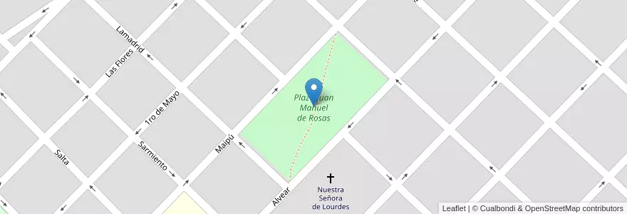 Mapa de ubicacion de Plaza Juan Manuel de Rosas en アルゼンチン, ブエノスアイレス州, Partido De Azul.