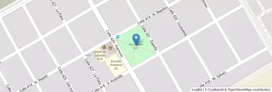 Mapa de ubicacion de Plaza Juan XIII en الأرجنتين, بوينس آيرس, Partido De Luján.