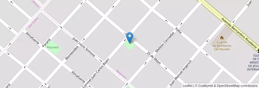 Mapa de ubicacion de Plaza Juan XXIII en Arjantin, Buenos Aires, Partido De San Nicolás, San Nicolás De Los Arroyos.