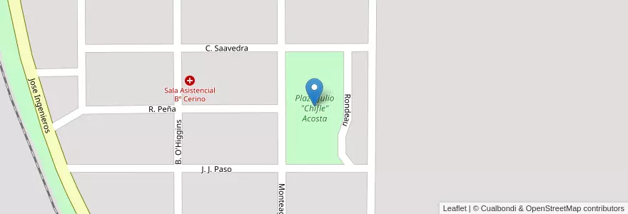 Mapa de ubicacion de Plaza Julio "Chifle" Acosta en الأرجنتين, Córdoba, Departamento Tercero Arriba, Municipio De Río Tercero, Pedanía Salto, Río Tercero.
