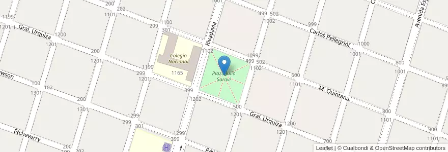 Mapa de ubicacion de Plaza Julio Saravi en الأرجنتين, بوينس آيرس, Partido De San Andrés De Giles.