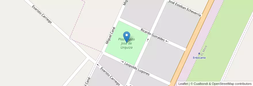 Mapa de ubicacion de Plaza Justo José de Urquiza en Argentina, Buenos Aires, Partido De San Nicolás, Erézcano.