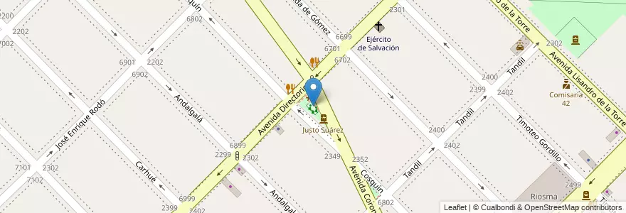 Mapa de ubicacion de Plaza Justo Suárez, Mataderos en アルゼンチン, Ciudad Autónoma De Buenos Aires, Comuna 9, ブエノスアイレス.