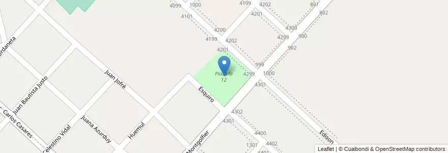 Mapa de ubicacion de Plaza la 12 en 阿根廷, 布宜诺斯艾利斯省, Partido De La Matanza, Isidro Casanova.