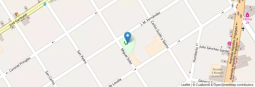 Mapa de ubicacion de Plaza La Algodonera en アルゼンチン, ブエノスアイレス州, Partido De Lomas De Zamora, Temperley.