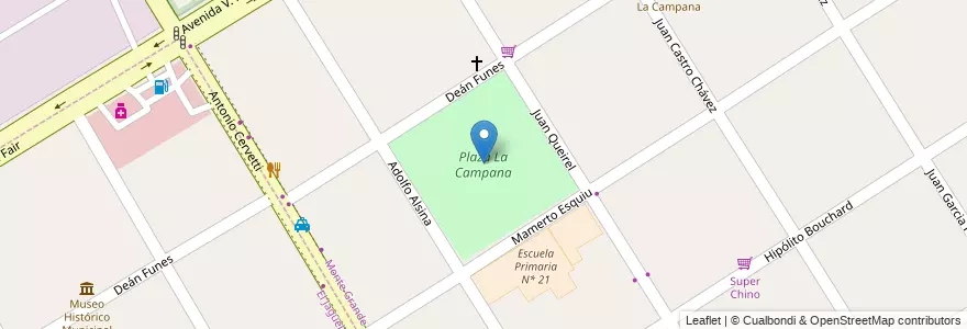 Mapa de ubicacion de Plaza La Campana en アルゼンチン, ブエノスアイレス州, Partido De Esteban Echeverría, Monte Grande.