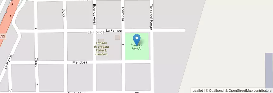 Mapa de ubicacion de Plaza La Florida en Arjantin, Córdoba, Departamento Colón, Pedanía Cañas.
