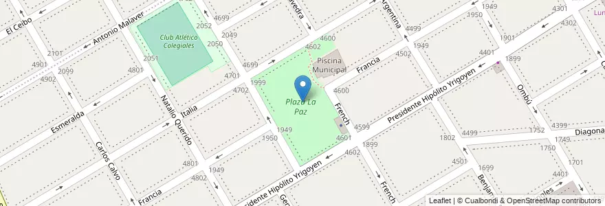 Mapa de ubicacion de Plaza La Paz en アルゼンチン, ブエノスアイレス州, Partido De Vicente López, Vicente López.
