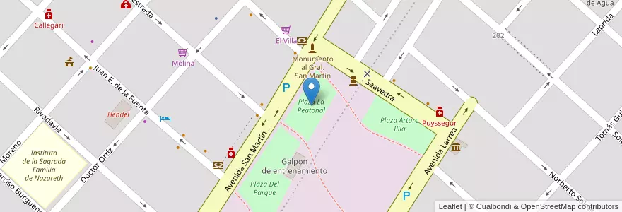 Mapa de ubicacion de Plaza La Peatonal en 阿根廷, 布宜诺斯艾利斯省, Partido De General Belgrano, General Belgrano.