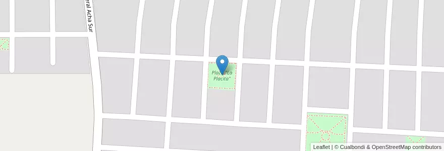 Mapa de ubicacion de Plaza "La Placita" en アルゼンチン, サンフアン州, チリ, Rawson.