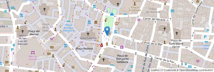 Mapa de ubicacion de Plaza La Reina en إسبانيا, منطقة بلنسية, فالنسيا, Comarca De València, فالنسيا.