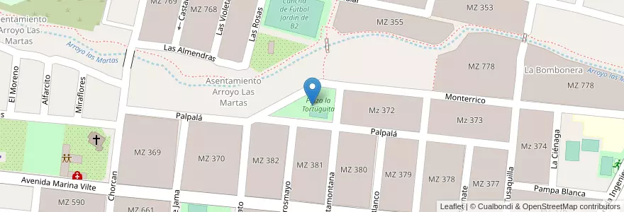 Mapa de ubicacion de Plaza la Tortuguita en アルゼンチン, フフイ州, Departamento Doctor Manuel Belgrano, Municipio De San Salvador De Jujuy, Alto Comedero.