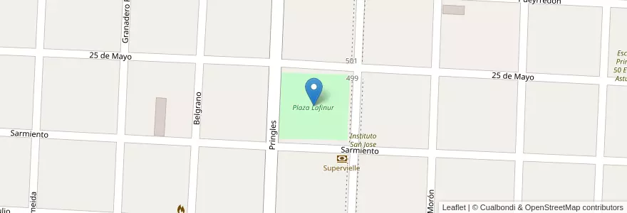Mapa de ubicacion de Plaza Lafinur en الأرجنتين, San Luis, Ayacucho, Municipio De Quines.