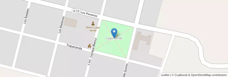 Mapa de ubicacion de Plaza Lago Verde en アイセン・デル・ヘネラル・カルロス・イバニェス・デル・カンポ州.