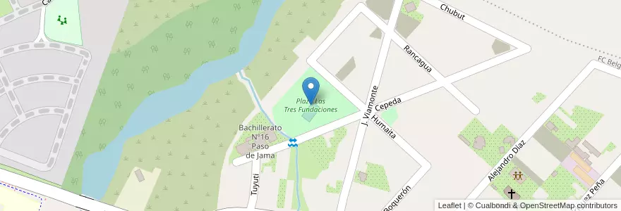 Mapa de ubicacion de Plaza Las Tres Fundaciones en Argentina, Jujuy, Departamento Doctor Manuel Belgrano, Municipio De San Salvador De Jujuy.