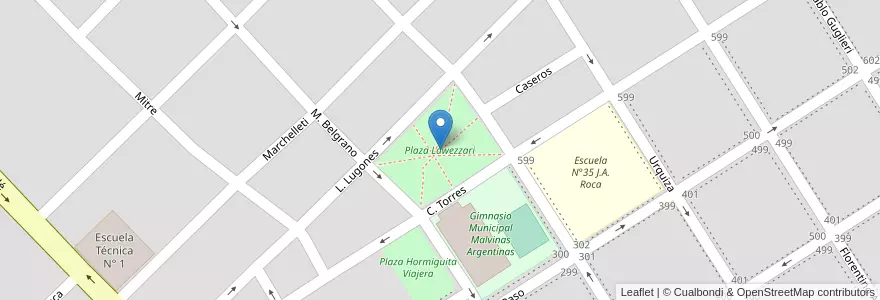 Mapa de ubicacion de Plaza Lawezzari en Argentina, Provincia Di Buenos Aires, Partido De Daireaux, Daireaux.